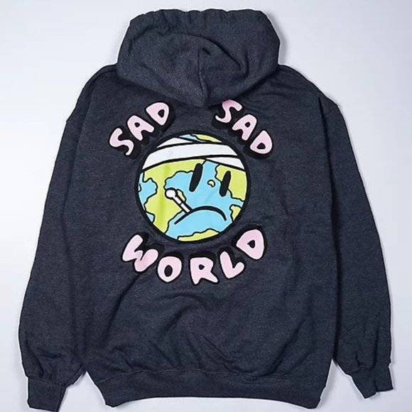 NEW ZUMIEZ A-LAB SAD SAD WORLD GREY HOODIE SZ SMALL S - Picture 1 of 8